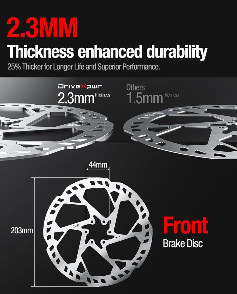 DriveXpwr Heavy Duty 203MM Thickened Front Brake Disc Rotor, Stainless Steel Motorcycle Brake Rotor for Talaria Sting Offroad TL3000, TL50, TL4000, TL45, X3 MX TL2500, Surron LBX, Segway X260/X160 - Image 2